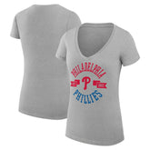 Philadelphia Phillies G-III 4Her by Carl Banks Women's Super-Slim Fit Lightweight City Graphic V-Neck T-Shirt | MLB On Sale