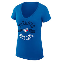 Toronto Blue Jays G-III 4Her by Carl Banks Women's Super-Slim Fit Lightweight City Graphic V-Neck T-Shirt | MLB Discount