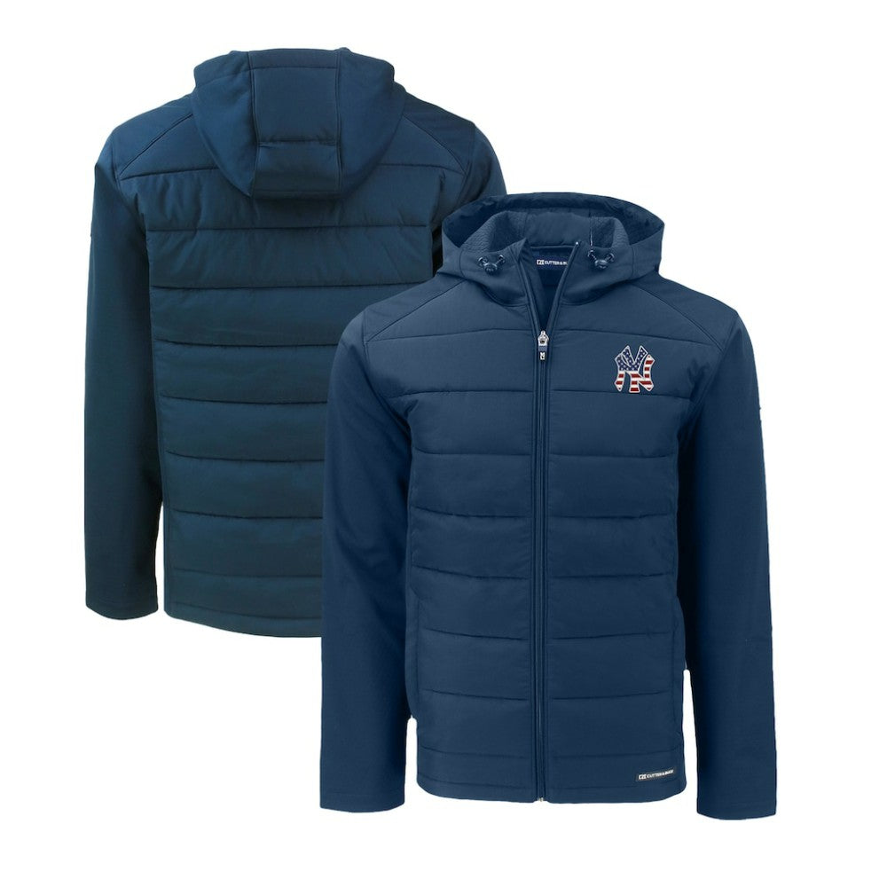 New York Yankees Cutter & Buck Stars & Stripes Evoke Hybrid Eco Softshell Recycled Full-Zip Hoodie Jacket | MLB Shop