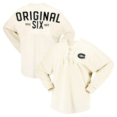 Montreal Canadiens Fanatics Women's Original Six Lace-Up Spirit Jersey Long Sleeve T-Shirt Online