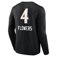 Baltimore Ravens Zay Flowers Team Wordmark Player Name & Number Long Sleeve T-Shirt