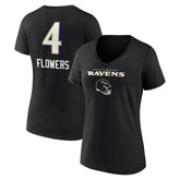 Baltimore Ravens Zay Flowers Women's Team Wordmark Player Name & Number V-Neck T-Shirt