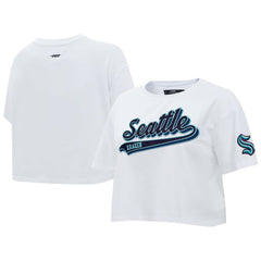 Seattle Kraken Pro Standard Women's Boxy Script Tail Cropped T-Shirt For Sale