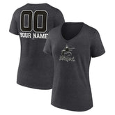 Miami Marlins Women's Personalized Monochrome Name & Number V-Neck T-Shirt | MLB Online