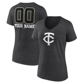 Minnesota Twins Women's Personalized Monochrome Name & Number V-Neck T-Shirt | MLB Discount