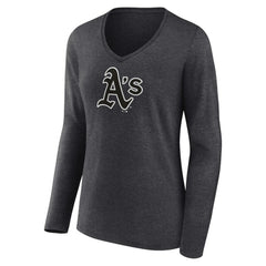 Athletics Women's Personalized Monochrome Name & Number Long Sleeve V-Neck T-Shirt | MLB Outlet