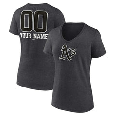 Athletics Women's Personalized Monochrome Name & Number V-Neck T-Shirt | MLB On Sale