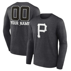 Pittsburgh Pirates Personalized Monochrome Name & Number Long Sleeve T-Shirt | MLB Shop