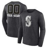 Seattle Mariners Personalized Monochrome Name & Number Long Sleeve T-Shirt | MLB Sale