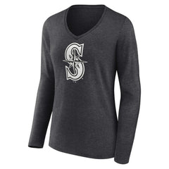 Seattle Mariners Women's Personalized Monochrome Name & Number Long Sleeve V-Neck T-Shirt | MLB Outlet