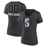 Seattle Mariners Women's Personalized Monochrome Name & Number V-Neck T-Shirt | MLB Outlet