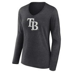 Tampa Bay Rays Women's Personalized Monochrome Name & Number Long Sleeve V-Neck T-Shirt | MLB On Sale