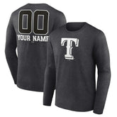 Texas Rangers Personalized Monochrome Name & Number Long Sleeve T-Shirt | MLB Discount