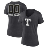 Texas Rangers Women's Personalized Monochrome Name & Number V-Neck T-Shirt | MLB Shop