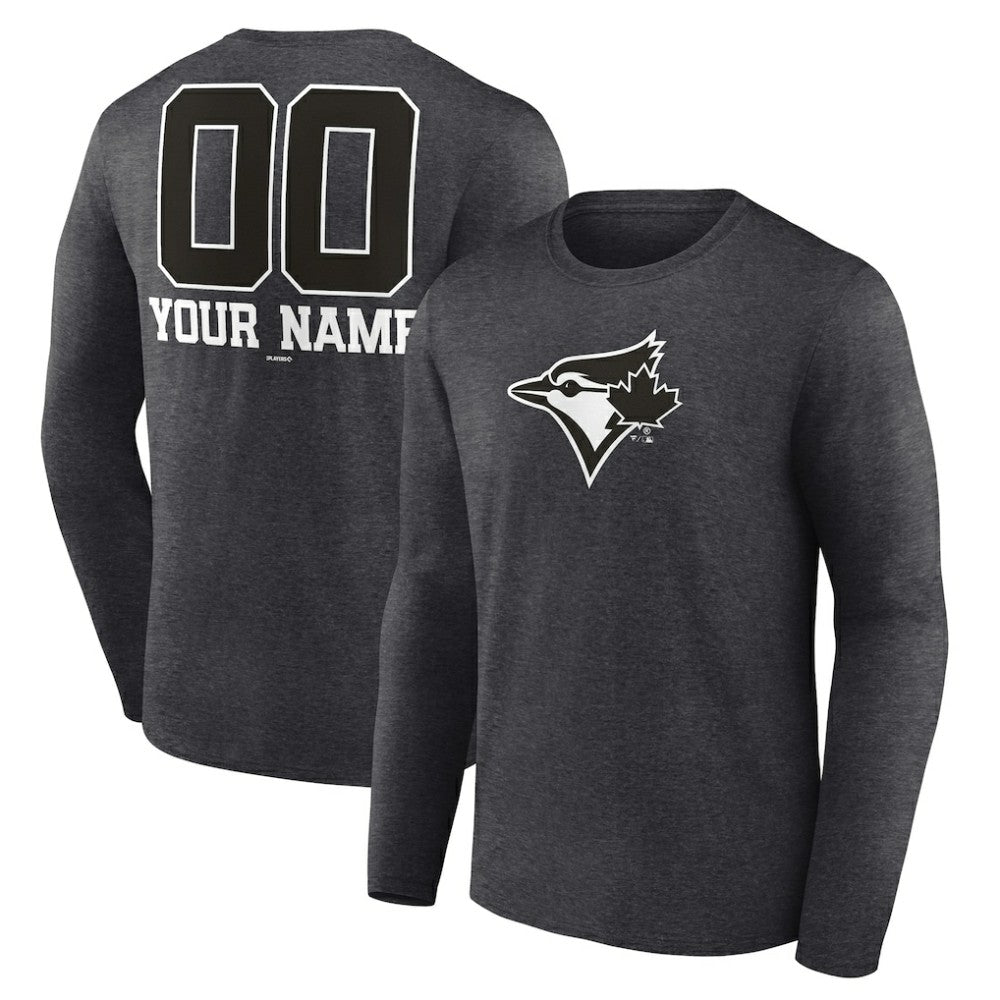Toronto Blue Jays Personalized Monochrome Name & Number Long Sleeve T-Shirt | MLB Shop