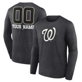 Washington Nationals Personalized Monochrome Name & Number Long Sleeve T-Shirt | MLB Discount