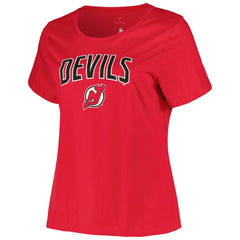 New Jersey Devils Profile Women's Plus Size Arch Over Logo T-Shirt Sale