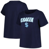 Seattle Kraken Profile Women's Plus Size Arch Over Logo T-Shirt On Sale