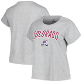 Colorado Avalanche Profile Women's Plus Size Arch Over Logo T-Shirt On Sale