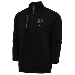 Milwaukee Bucks Antigua Metallic Logo Generation Quarter-Zip Top New