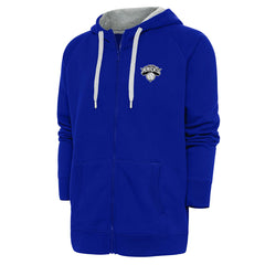 New York Knicks Antigua Metallic Logo Victory Raglan Full-Zip Hoodie On Sale