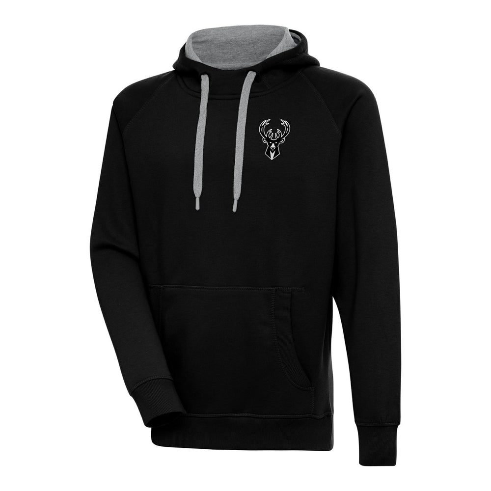 Milwaukee Bucks Antigua Metallic Logo Victory Raglan Pullover Hoodie Online