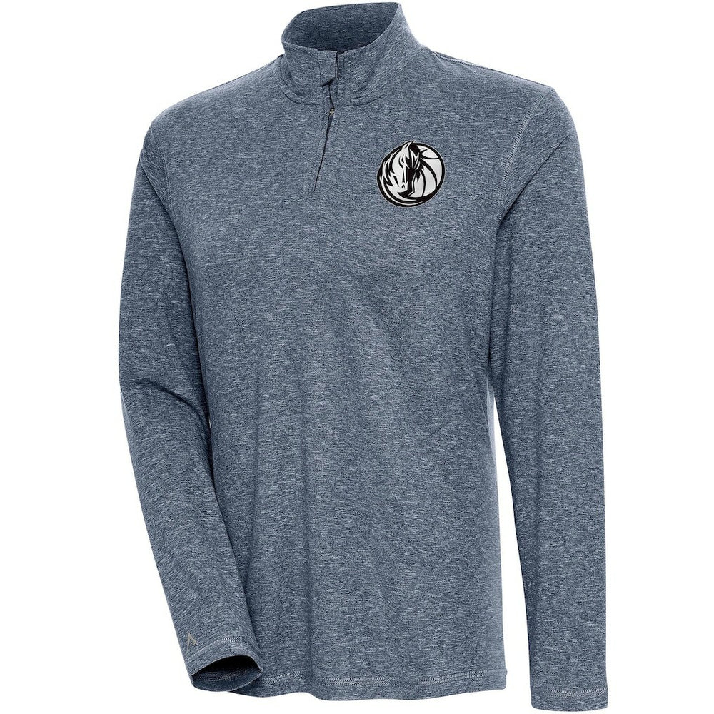 Dallas Mavericks Antigua Women's Brushed Metallic Comfort Quarter-Zip Pullover Top - Heather Navy on sale For Sale