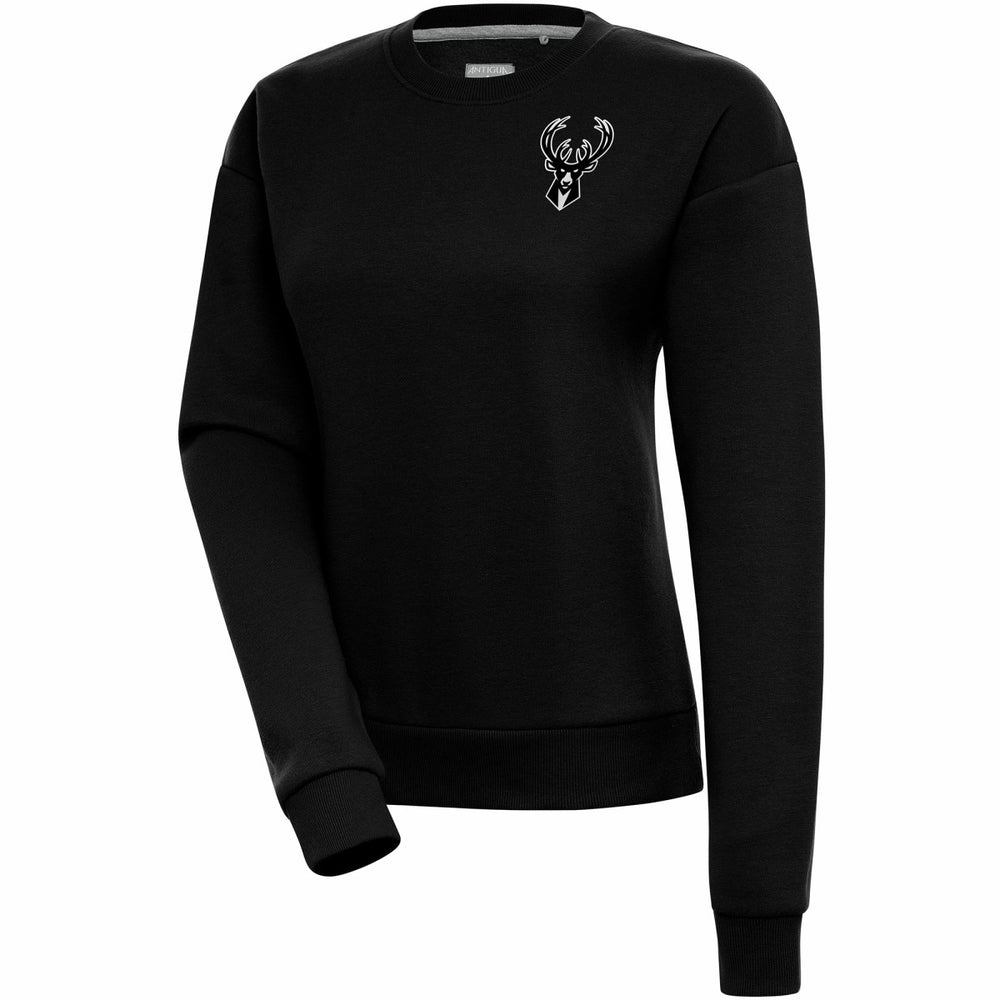 Milwaukee Bucks Antigua Women's Brushed Metallic Victory Pullover Sweatshirt - Black on sale New