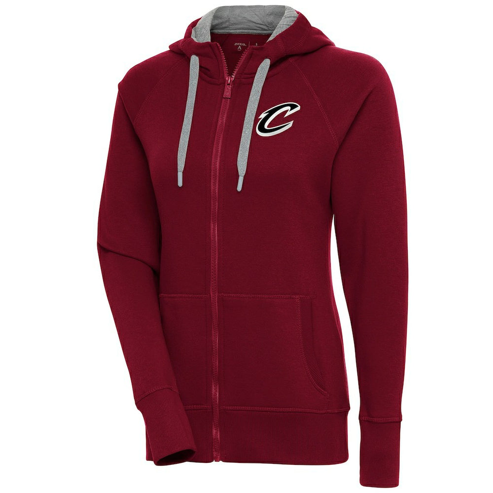 Cleveland Cavaliers Antigua Women's Brushed Metallic Victory Full-Zip Hoodie - Wine on sale For Sale