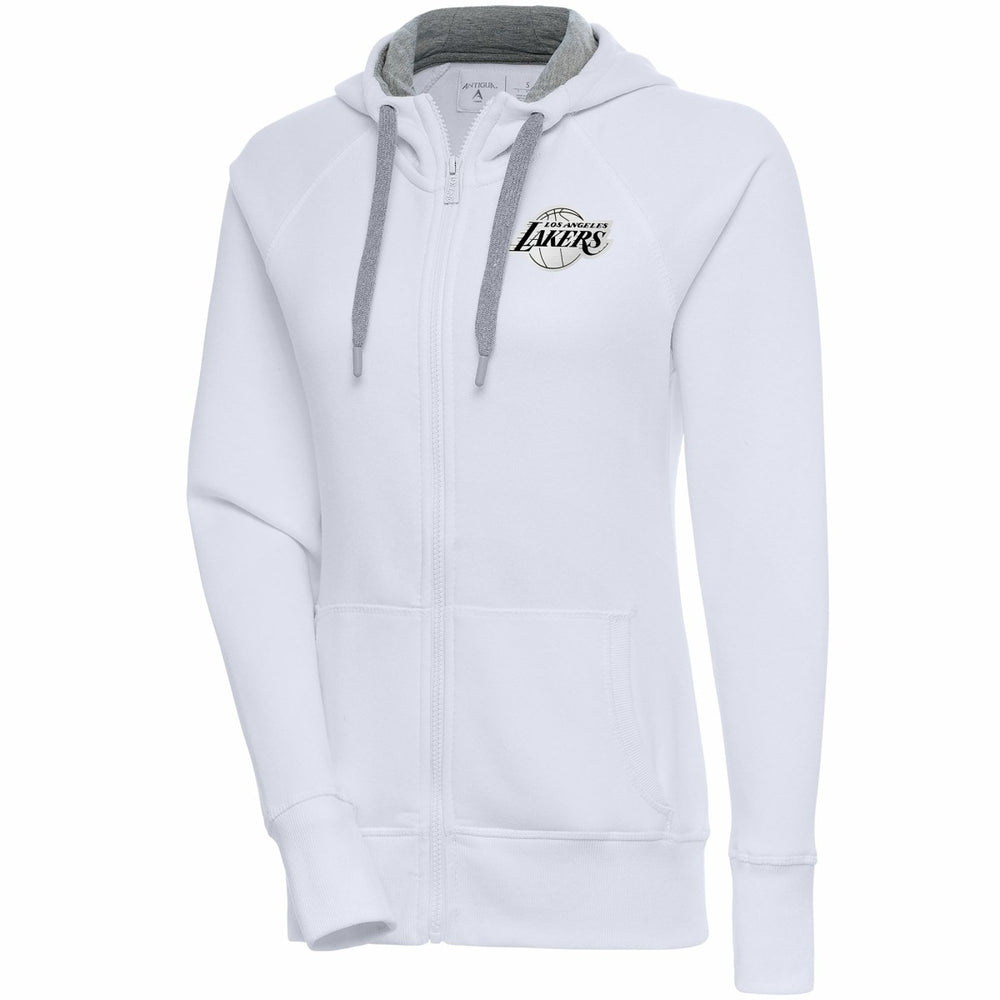 Los Angeles Lakers Antigua Women's Brushed Metallic Victory Full-Zip Hoodie - White shop Online