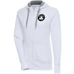 Boston Celtics Antigua Women's Brushed Metallic Victory Full-Zip Hoodie - White discount Outlet