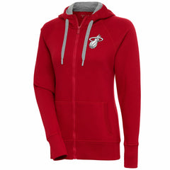 Miami Heat Antigua Women's Brushed Metallic Victory Full-Zip Hoodie - Red outlet On Sale