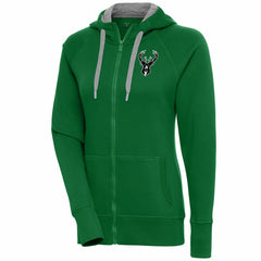 Milwaukee Bucks Antigua Women's Brushed Metallic Victory Full-Zip Hoodie - Hunter Green outlet Online