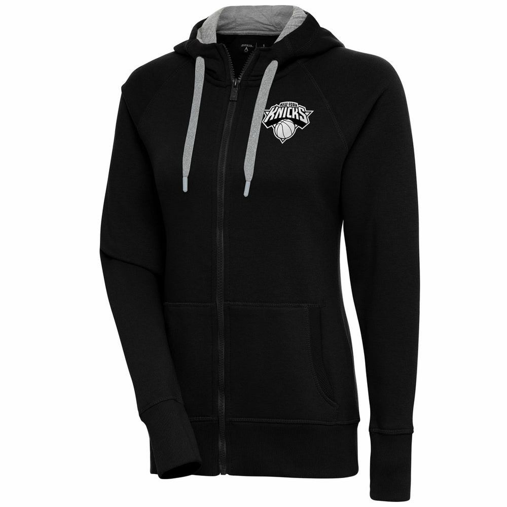 New York Knicks Antigua Women's Brushed Metallic Victory Full-Zip Hoodie - Black outlet New