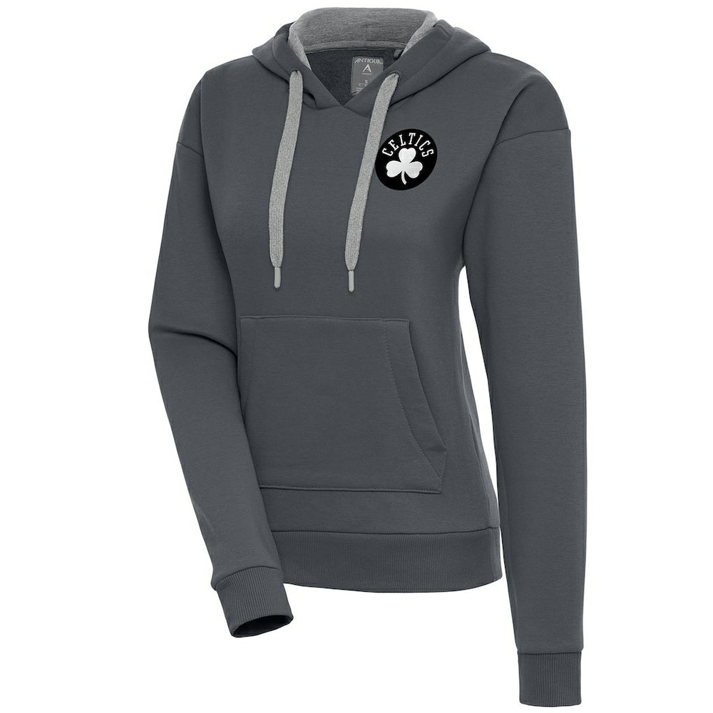 Boston Celtics Antigua Women's Brushed Metallic Victory Pullover Hoodie - Charcoal outlet On Sale