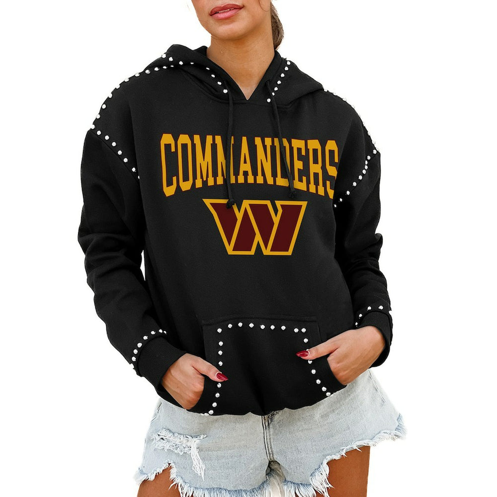 Washington Commanders Gameday Couture Women's Oversized Catch the Vibe Studded Pullover Hoodie