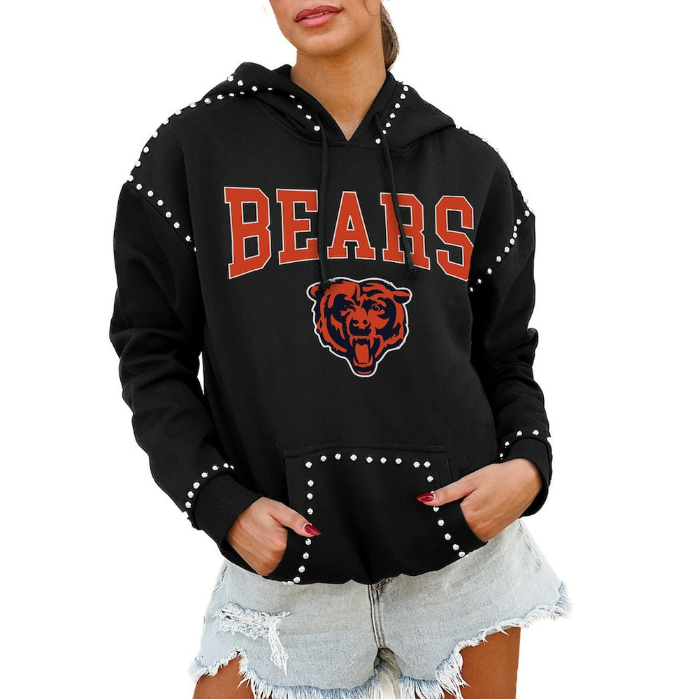 Chicago Bears Gameday Couture Women's Oversized Catch the Vibe Studded Pullover Hoodie