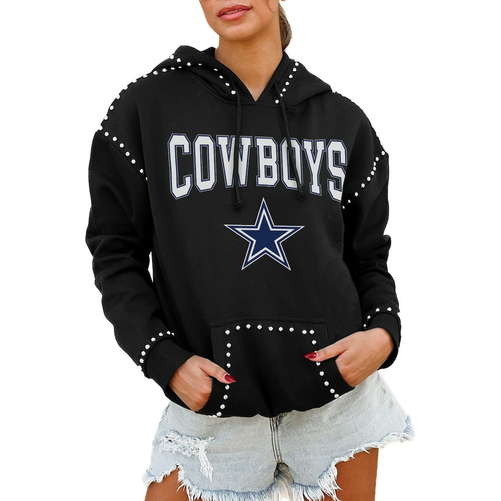 Dallas Cowboys Gameday Couture Women's Oversized Catch the Vibe Studded Pullover Hoodie