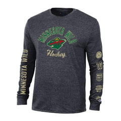 Minnesota Wild Champion Multi-Logo Tri-Blend Long Sleeve T-Shirt For Sale