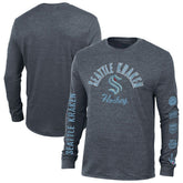 Seattle Kraken Champion Multi-Logo Tri-Blend Long Sleeve T-Shirt Outlet