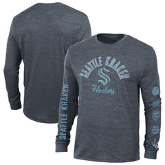 Seattle Kraken Champion Multi-Logo Tri-Blend Long Sleeve T-Shirt Outlet