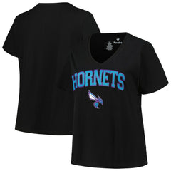 Charlotte Hornets Profile Women's Plus Size Arch Over Logo V-Neck T-Shirt Online