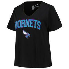 Charlotte Hornets Profile Women's Plus Size Arch Over Logo V-Neck T-Shirt Online