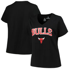 Chicago Bulls Profile Women's Plus Size Arch Over Logo V-Neck T-Shirt sale New