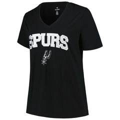 San Antonio Spurs Profile Women's Plus Size Arch Over Logo V-Neck T-Shirt Outlet