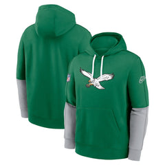 Philadelphia Eagles Nike Throwback Logo Club Tri-Blend Pullover Hoodie