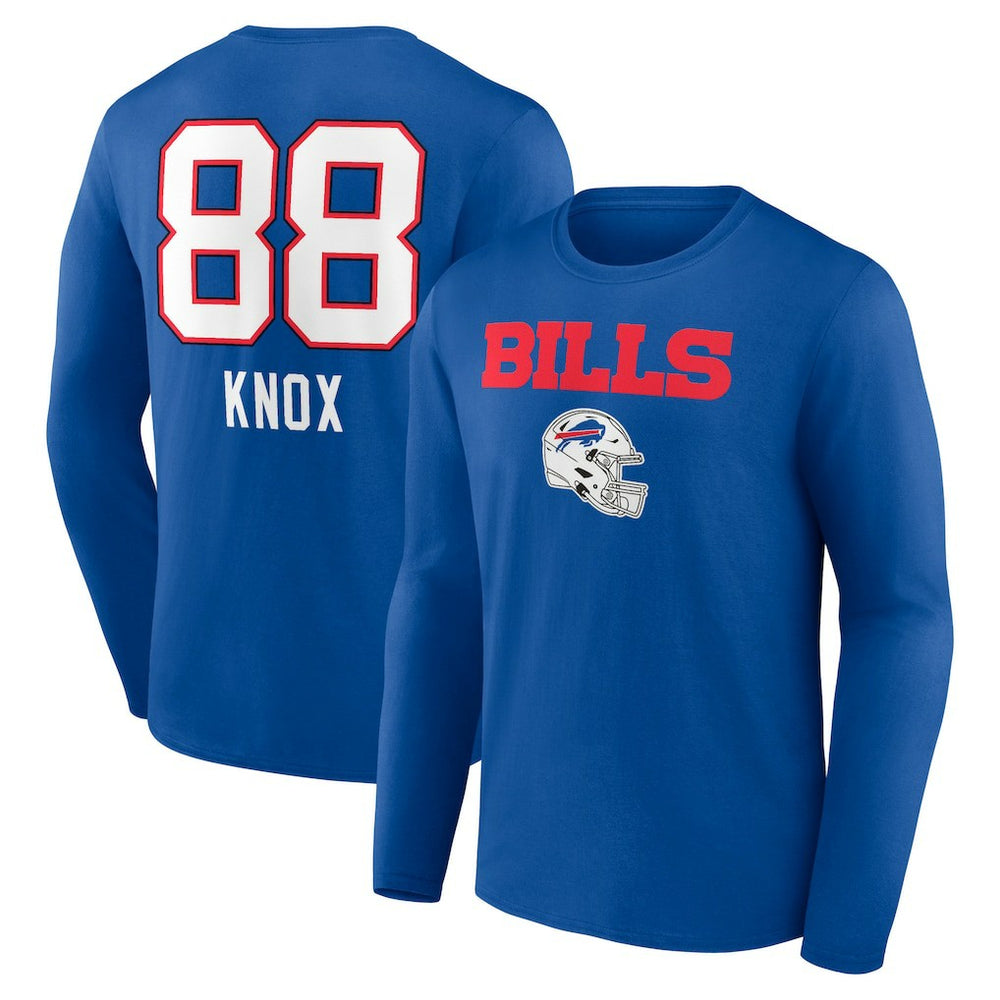 Buffalo Bills Dawson Knox Team Wordmark Player Name & Number Long Sleeve T-Shirt