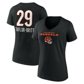 Cincinnati Bengals Cam Taylor-Britt Women's Team Wordmark Player Name & Number V-Neck T-Shirt