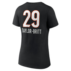 Cincinnati Bengals Cam Taylor-Britt Women's Team Wordmark Player Name & Number V-Neck T-Shirt