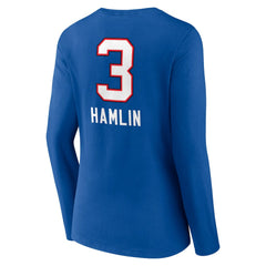 Buffalo Bills Damar Hamlin Women's Team Wordmark Player Name & Number Long Sleeve V-Neck T-Shirt